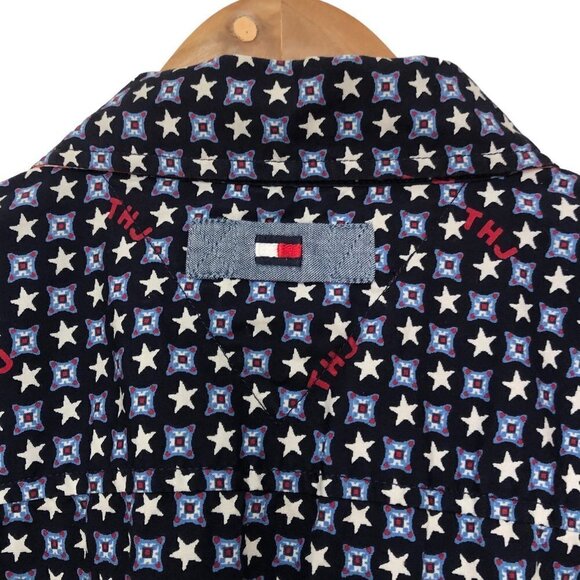 Vintage Y2K Tommy Hilfiger All Over Stars Long Sleeve Button Down Shirt Size L - Picture 7 of 9